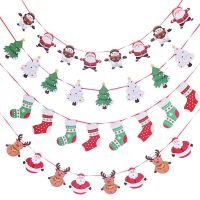 8PCS Christmas Banners Flags Hanging Bunting Garland Christmas Door Wall Window Party Scene Decoration Supplies