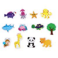 12Pcs colorful Fridge Magnet Creative Cartoon 3D Stickers Toys Mix Ocean Animals Wooden
