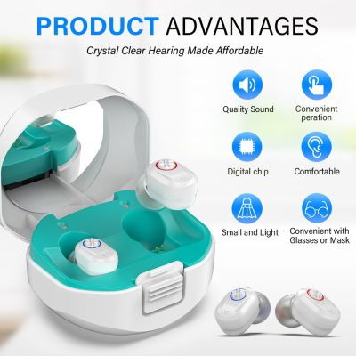 ZZOOI Hearing Aids With Charging Case Upgrade Moderate Hearing Loss Sound Amplifier Output 115dB Rechargeable Waterproof