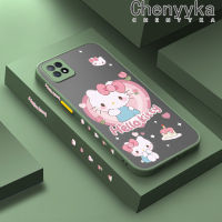 เคส Chenyyka สำหรับ OPPO A72 5G A73 5G A53 5G ลายการ์ตูน Hello Kitty แฟชั่นเคสมือถือแข็งกันแรงกระแทกฝ้าบางขอบปลอกซิลิโคนนิ่มคลุมทั้งหมดเคสป้องกันเลนส์กล้อง