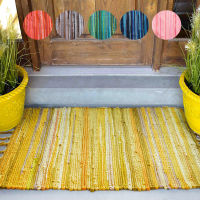 Cotton Rag Rug Machine Washable Door Floor Mats Home Stay Ho Carpets for Living Room Striped Tassel Hand Knotted Area Rugs