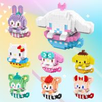 Sanrio อนิเมะเฮลโลคิตตี้ขนาดเล็กบล็อกตัวต่อ Kuromi My Melody Cinnamoroll การ์ตูน Kawaii ศึกษาของเล่นของขวัญวันคริสต์มาสเกมกราฟิก