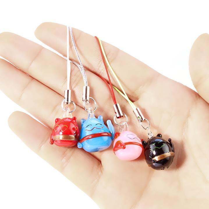 cw-keychain-coloured-glaze-pendant-purse-charms-neko-ornament-glass-amulet-jewelry-wholesale