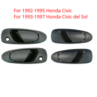 (ชุด4ชิ้น) ใหม่ด้านหน้าด้านหลังด้านนอกมือจับประตูสีดำสำหรับ1992-95 Honda Civic 1993-97 Civic Del Sol 72180SR3J02ZD 72680SR3J01ZC