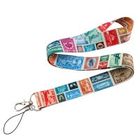 JF1286 American Vintage Stamps Lanyard Keychain Lanyards for Keys Badge ID Mobile Phone Straps Neck Straps Phone Accessories Phone Charms