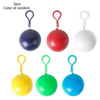 5Pcs Outdoor Disposable Adult Emergency Waterproof Raincoat Poncho Hiking Camping Fishing Keychain Raincoat Ball Keyring85LB