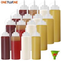 1/2/4/6pcs Condiment Squeeze BottlesPlastic Squeeze Squirt Bottle for KetchupBBQSauce Olive Oil Bottle Kitchen Accessories