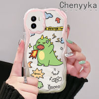 เคส Chenyyka สำหรับ VIVO Y15s Y15a Y01 Y02s การ์ตูนน่ารักไดโนเสาร์สีเขียวเนื้อครีมขอบคลื่นเคสโทรศัพท์โปร่งใสในสต็อกเหมาะสำหรับเด็กชายและเด็กหญิงเคสกันกระแทกซิลิโคนอ่อนชัดเจน