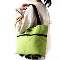 INS กระเป๋าสะพายแบบมีล้อลาก (คละสี) กระเป๋าพับได้ พร้อมจัดส่ง SHOPPING BAG WITH WHEEL