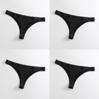 Thongs Women Ice Silk Panties Underwear Seamless Solid G-String Thongs Low Waist Female Lingerie Tanga 4 Pieces