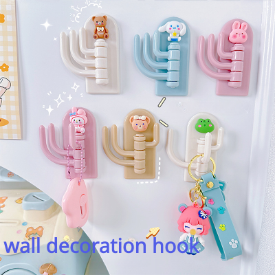 Vanchy Creative 3 nch Rotating Hook Cute Wall Hook Strong Hanging Free Punch Wall Mounted Storage Rack Hook