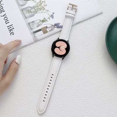 สำหรับ Watch4 Samsung Galaxy 40มม./44มม. สายนาฬิกาข้อมือเย็บหนัง (สีขาว)