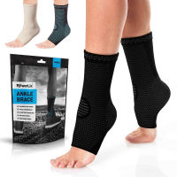 PowerLix Ankle Brace Compression Support Sleeve (Pair) for Injury Recovery, Joint Pain and More. Plantar Fasciitis Foot Socks with Arch Support, Eases Swelling, Heel Spurs, Achilles Tendon Black Small