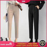 COD dsfgerrety 28-40 waist 100kg large size womens high-quality exclusive version of nine-point pants custom-made solid color womens pants Slim casual pants women Korean version of ankle pants