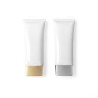 20Pcs Cosmetic Flat Squeeze Tube 100ML Empty Facial Cream Container Gold Silver Lid Matte White Skincare Sunscreen Tubes