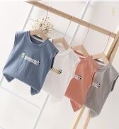Áo Ba Lỗ In Hình Quả Bóng Chất Đũi Thoáng Mát Cho Bé Trai _ Bé Gái