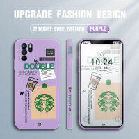 เคสโทรศัพท์เคสมือถือ OPPO Reno6 Z 5G Reno 6Z 5G สำหรับการ์ตูนเด็กหญิงเด็กชาย Starbucks กรอบป้ายโลโก้ของเหลวขอบด้านข้างกล้องปกป้องฝาหลัง