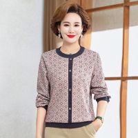 ✘✎✣ The elderly woman autumn wear long sleeve blouse 50 60 printing base sets the spring and autumn period and the loose small unlined upper garment unlined upper garment to mother