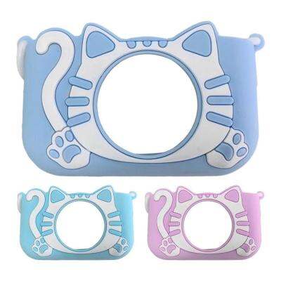 Silicone Camera Protective Case Cute Cartoon Cat Shape Camera Covers Flexible Kids Photo Camera Cover Case Multi-use Anti-Scratch Small Digital Camera Protector for Kids lovable