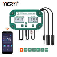 Yieryi WiFi PH Meter 6 in 1 PH/TDS(PPM)/EC/Salinality/S.G/Temp Meter เครื่องวัดคุณภาพน้ำอัจฉริยะ ถังเลี้ยงปลา Tuya APP Control for Aquarium