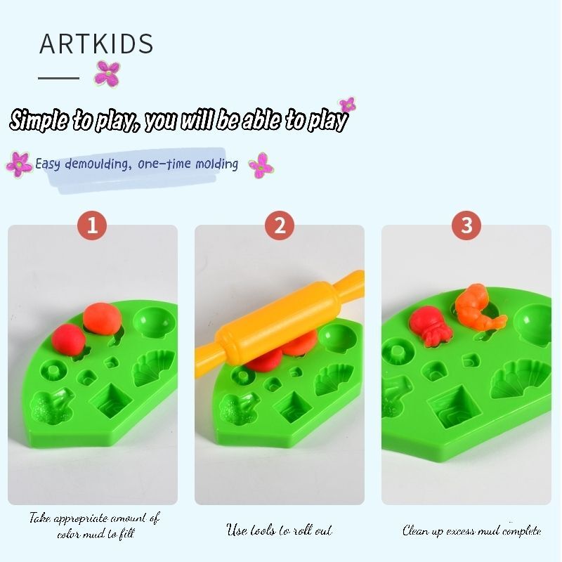 Intend Kitchen Playset Color Mud Play Dog Set Playthrough Set untuk kanak kanak Plastik Slime Set Main Makanan