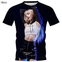 2023 In stock Korean star Lisa 3D printing pattern short-sleeved T-shirts Harajuku  pullover，Contact the seller to personalize the name and logo