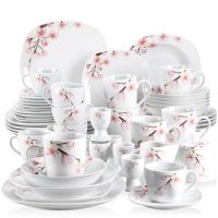 VEWEET ANNIE 50/100-Piece Porcelain Dinner Set With Egg Cup,Cup&amp;Saucer,Mug,Dessert&amp;Soup&amp;Dinner Plate,Bowl,Milk Jug,Sugar Pot Set