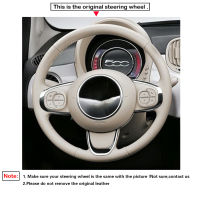 Hand-stitched Black Suede Red Marker Soft Car Steering Wheel Cover For Fiat 500 2015-2021 500C 2016 2017 2018 2019 2020 2021