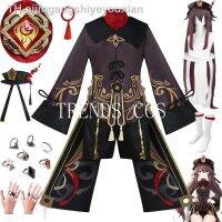 【hot】✌∏□  Genshin Hu Tao Traje Uniforme do Jogo Ternos Deluxe Vestido Chapéu Meias Peruca Anel Roupas Hutao Alta Qualidade