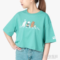 DOSH WOMENS CROPPED T-SHIRTS  WE BARE BEARS เสื้อยืดทรงครอป ผู้หญิง FBBWT1034-GR1