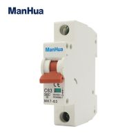 【✔In stock】 rstuth Manhua C63 Mk7-63 Mcb 1P 63a 230/400vac ความสามารถในการแตกหักป้องกันการโอเวอร์โหลดการป้องกันการลัดวงจรไฟฟ้าเบรกเกอร์ขนาดเล็ก