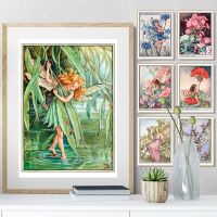 Vintage Victorian Elf โปสเตอร์พิมพ์ Retro Beauty Garden นางฟ้าภาพวาดผ้าใบ Modern Wall Art รูปภาพสำหรับห้องนั่งเล่น Home Decor