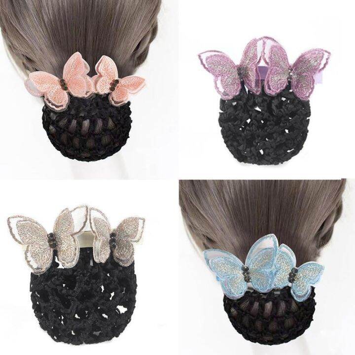 nurse-head-flower-hair-net-new-air-hostess-hotel-staff-fashion-dual-use-butterfly-hair-clips-with-accessories