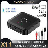 DISOUR 2 IN 1บลูทูธ5.2รับส่งสัญญาณเสียง24Bit 96กิโลเฮิร์ตซ์3.5มิลลิเมตร AUX AptX Adaptive LL HD อะแดปเตอร์ไร้สายสำหรับทีวีพีซีรถ