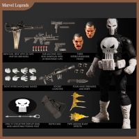 โมเดล1/12 Marvel Mezco Punisher ผ้า Sdcc เคลื่อนย้ายได้ตุ๊กตาตุ๊กตาขยับแขนขาได้6นิ้วแบบทำมือสีขาวลูกโทษรูปหัวกะโหลก