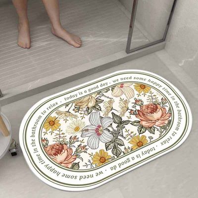 Hot Selling Diatom Mud Natural Rubber Floor Mat Bathroom Toilet Absorbent Floor Mat Small Fresh Diatom Mud Non slip Carpet