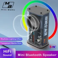 Mini Born ลำโพงเมชา K07ลำโพงบลูทูธไร้สายโปร่งใส 360 ° Surround Sound Sound Bluetooth 5.0บลูทูธพร้อมจังหวะผลกระทบแสงลำโพงขนาดเล็กสำหรับการเดินทางชายหาดปาร์ตี้