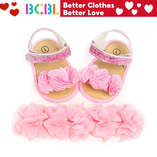 Giày trẻ mới biết đi xăng đan em bé giày công chúa hoa hồng cho bé gái - ảnh sản phẩm 1