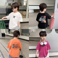 AIMO Beibei children 2023 Summer three-dimensional foam cartoon short sleeve T-shirt boys and girls baby letters handsome top