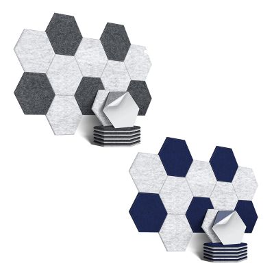 12Pack Self-Adhesive Sound Proof Foam Panels Hexagon Acoustic Panels for Home for Office (Dark Grey+Silver Grey)