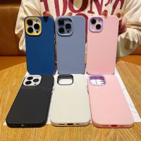 [Phone case] ลูกอมคู่สีกันกระแทกหนาซิลิโคนอ่อนนุ่มกรณีโทรศัพท์สำหรับ iPhone 11 12 13 Pro Max 13Pro XS Max X XR ปก Iphone13 C Oque