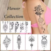 【YF】 Disposable Temporary Tattoo Stickers Black White Sketch Floral Series Waterproof And Sweatproof Fake