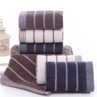 [Ready Stock] Simple Striped Color Towel 100 Cotton Kitchen Hair Hand Hotel Face Absorbent Towel Thick Soft For Adults Kids