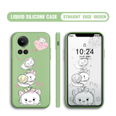 GGK เคสสำหรับ OPPO Reno10 Pro 5G Aristocats Duchess เคสโทรศัพท์เคสโทรศัพท์ปลอกซิลิโคนของเหลวทรงสี่เหลี่ยมดั้งเดิมคลุมทั้งหมดเคสป้องกันทนแรงกระแทกกล้อง