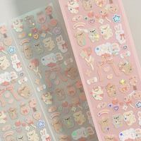 Korean Laser Bling Cartoon Bear Sticker For Scrapbooking DIY Sticker for Phone Journal Photo Girls Handwork Gift Stickers Labels