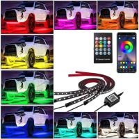 รถ Underglow แสงนีออนที่มีความยืดหยุ่น LED แถบ Underbody ระยะไกล App ควบคุม RGB ฝันสีตกแต่งอัตโนมัติบรรยากาศโดยรอบโคมไฟ