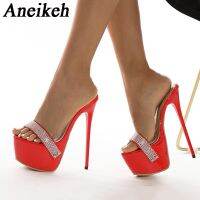 【CC】▧◕▧  Aneikeh Platform Sandals Slippers Fashion Peep Toe Shallow 17CM Thin Heel Shoes