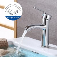 Square/Round Chrome Bathroom Basin Faucet Chrome Single Handle Hot and Cold Water Hose Black/Silver Bathroom Taps Accessory Plumbing Valves