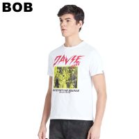 BoB-DAVIE JONES เสื้อยืดพิมพ์ลาย สีขาว Graphic Print T-Shirt in white TB0159WHSMLXL-3XL