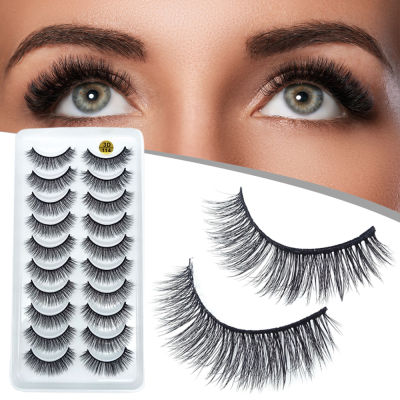 Strip Lashes 10 Pairs Pack Fluffy Wispy 3D Effect Natural Wispy Fluffy Eyelashes
